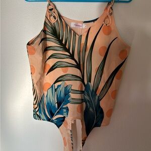 Kids Tropical One Piece - Orange and Blue